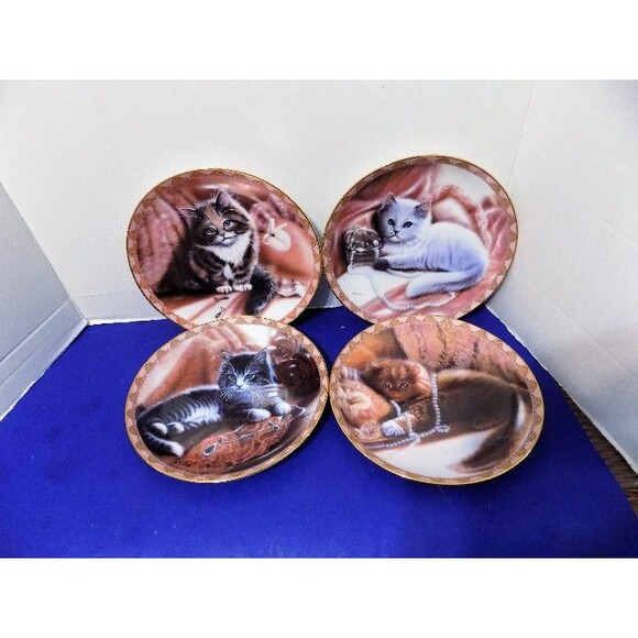 1994 The Bradford Exchange Decorative Plates Cats Porcelain Set of 4 - Picture 1 of 10